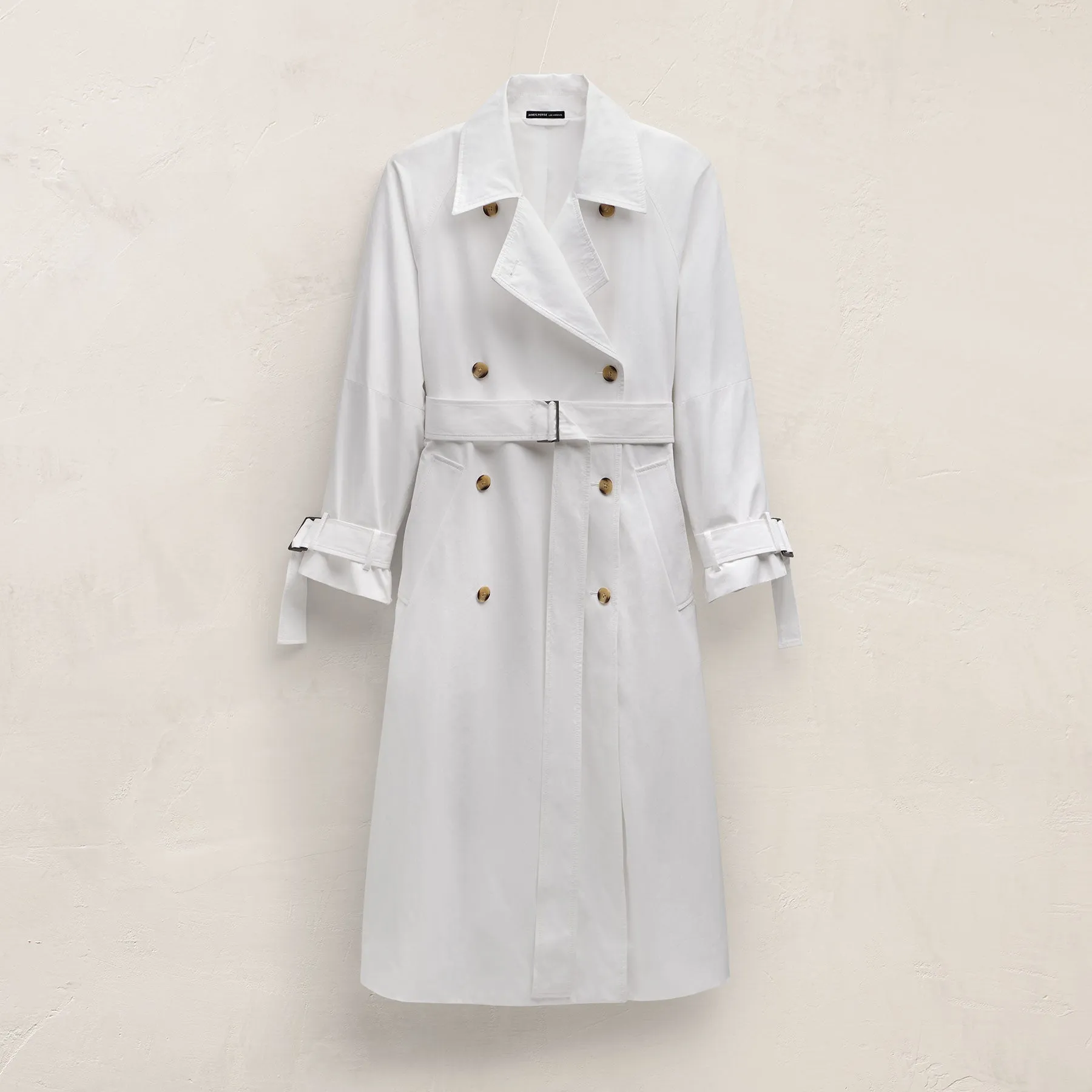 Italian Heavy Poplin Trench Coat - White sold by James Perse product image thumbnail 2
