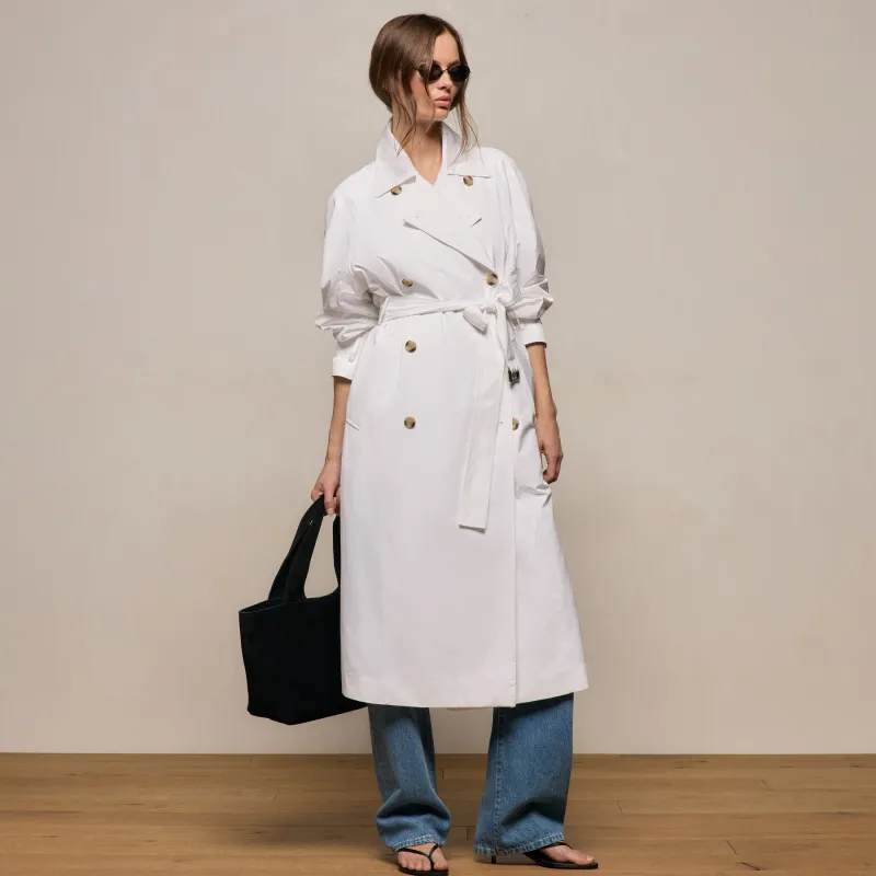 Italian Heavy Poplin Trench Coat - White made by James Perse