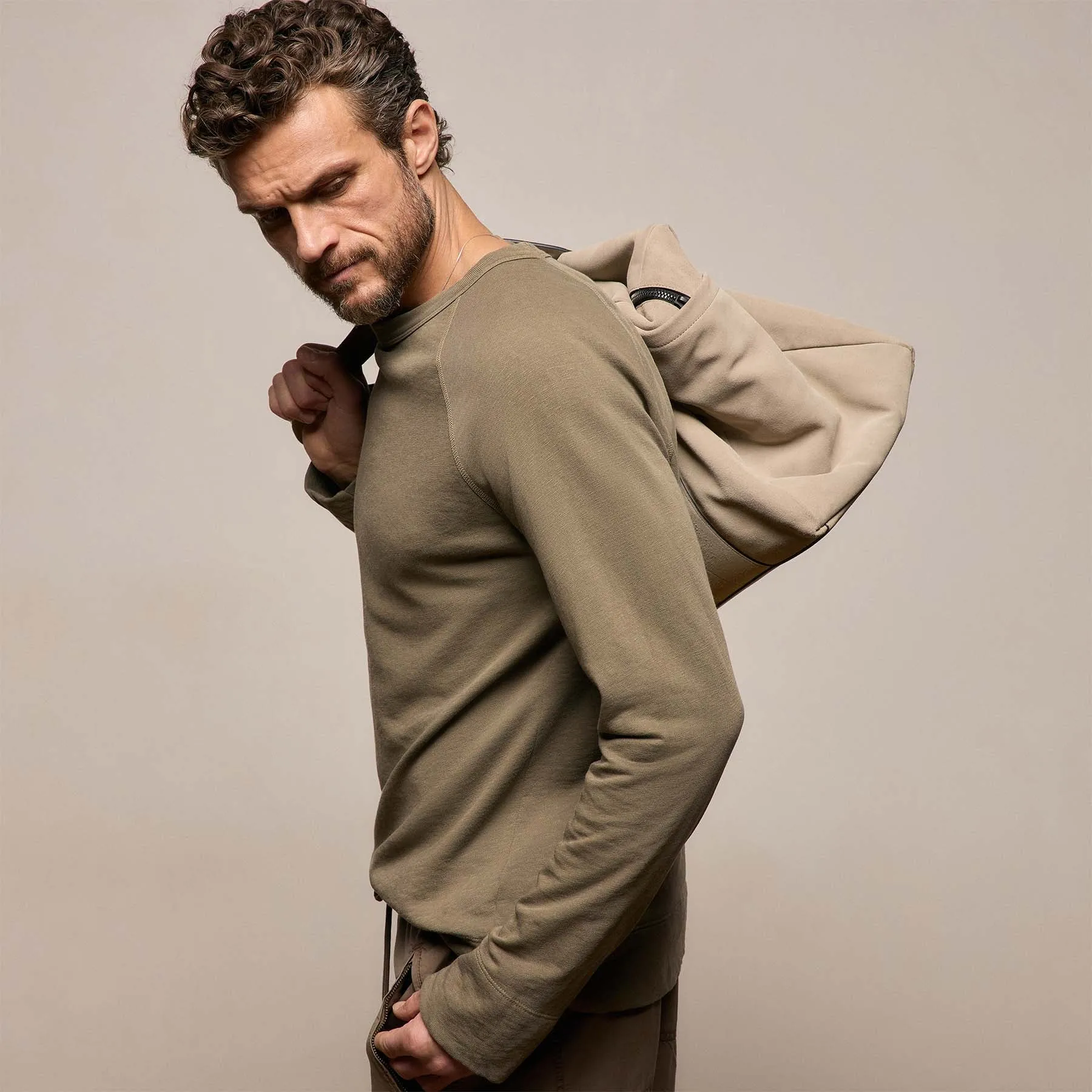 Vintage French Terry Sweatshirt - Light Olive Pigment sold by James Perse product image thumbnail 5