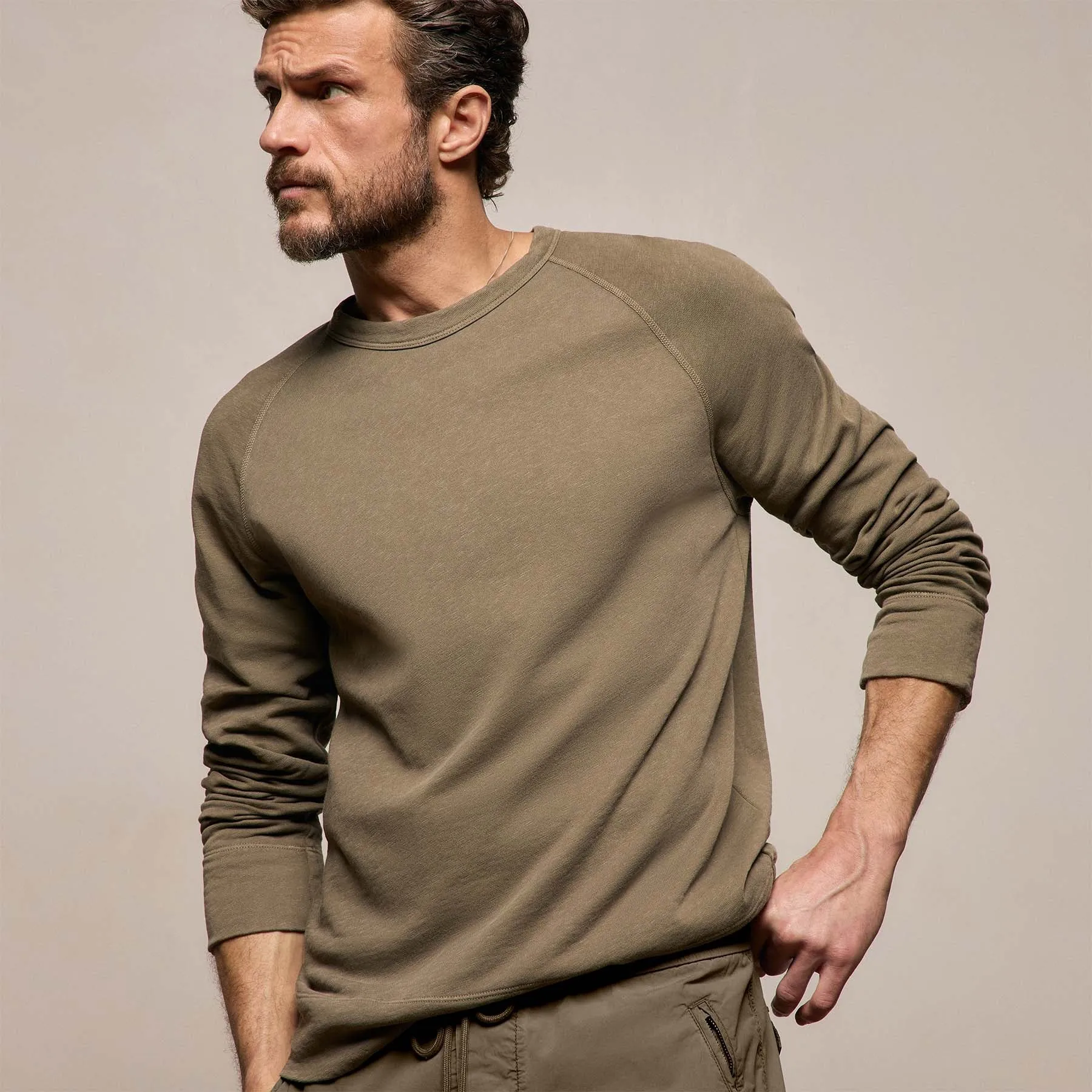 Vintage French Terry Sweatshirt - Light Olive Pigment sold by James Perse product image thumbnail 4