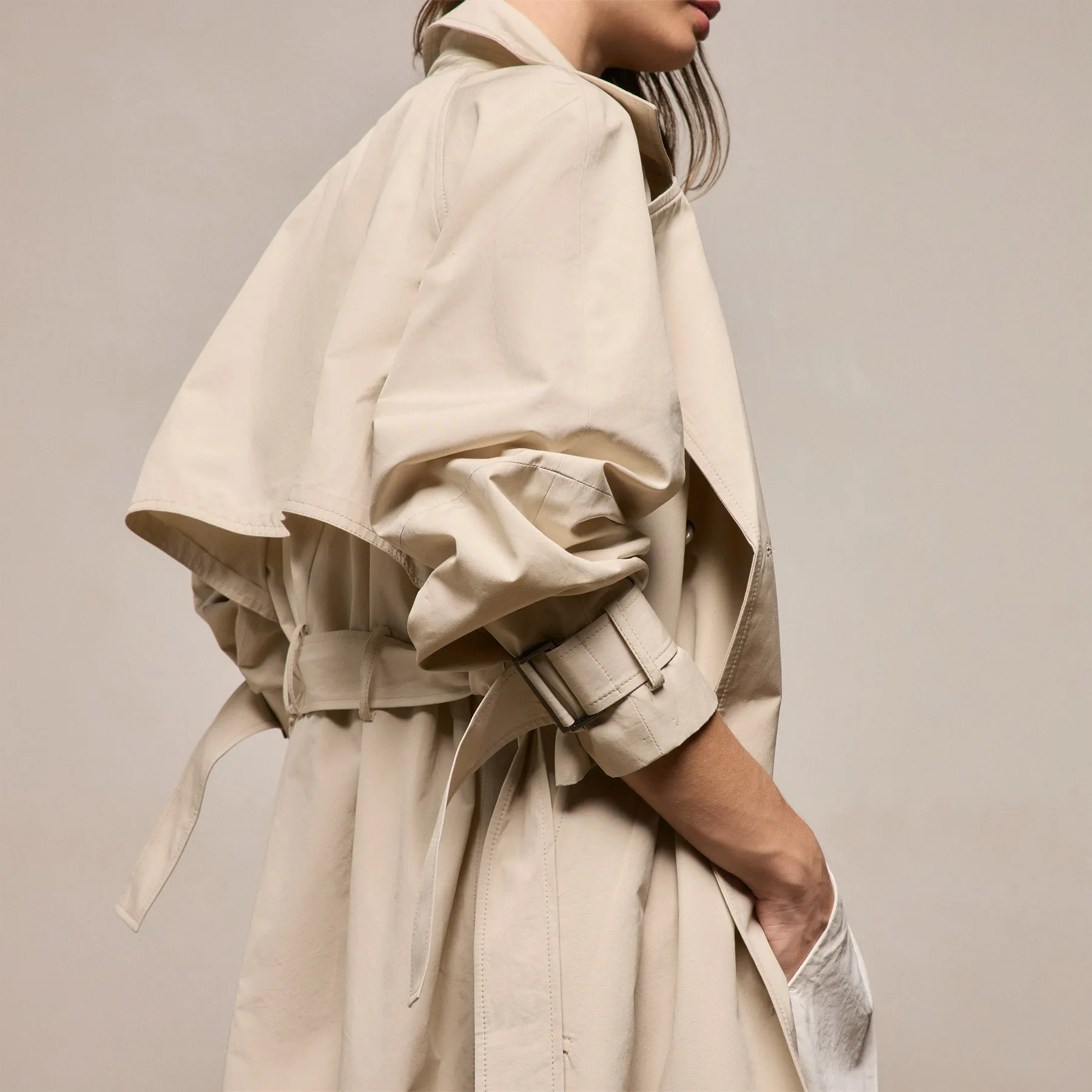 Italian Heavy Poplin Trench Coat - Beige sold by James Perse product image thumbnail 4