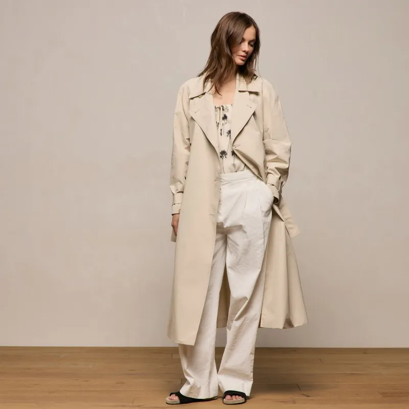Italian Heavy Poplin Trench Coat - Beige made by James Perse