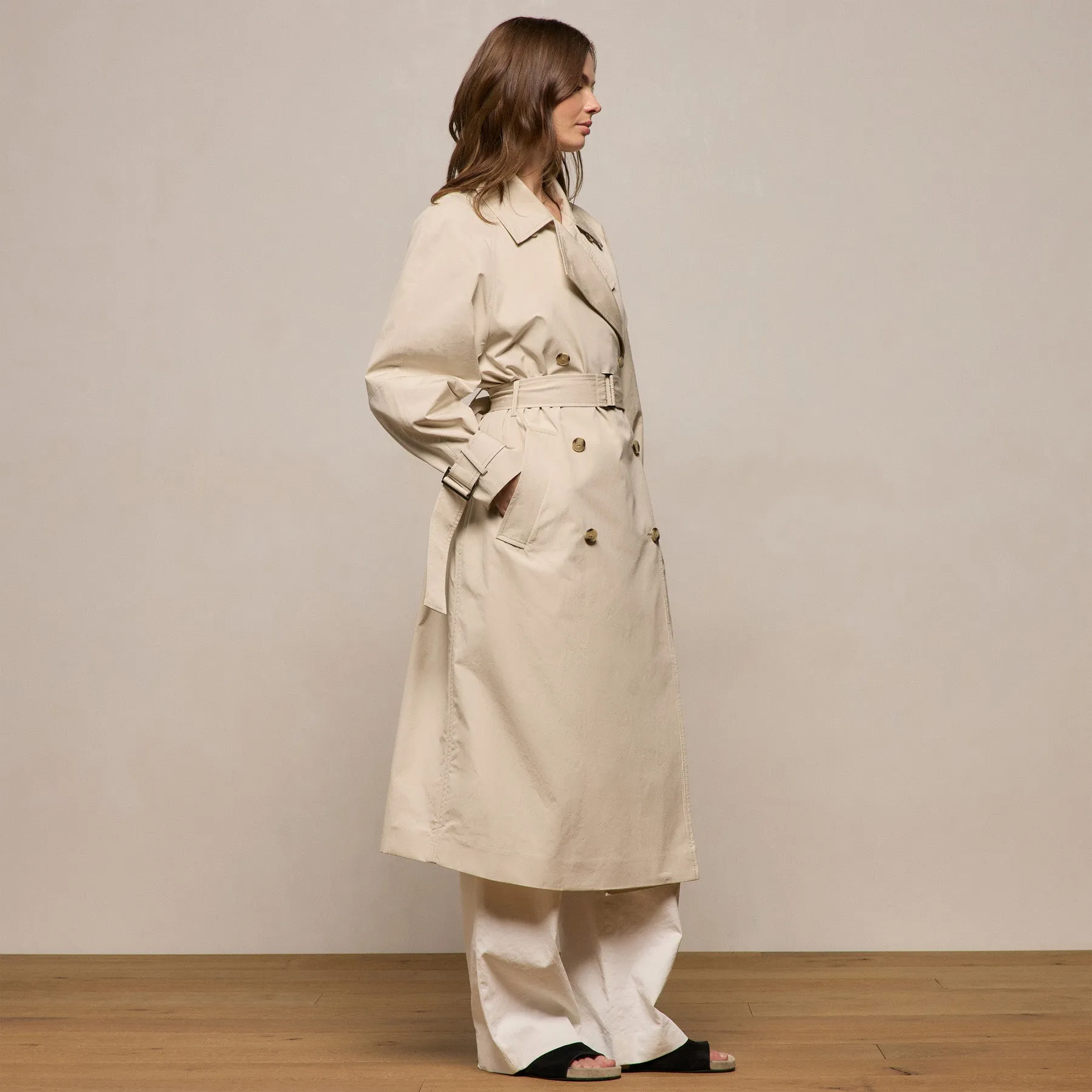 Italian Heavy Poplin Trench Coat - Beige sold by James Perse product image thumbnail 5