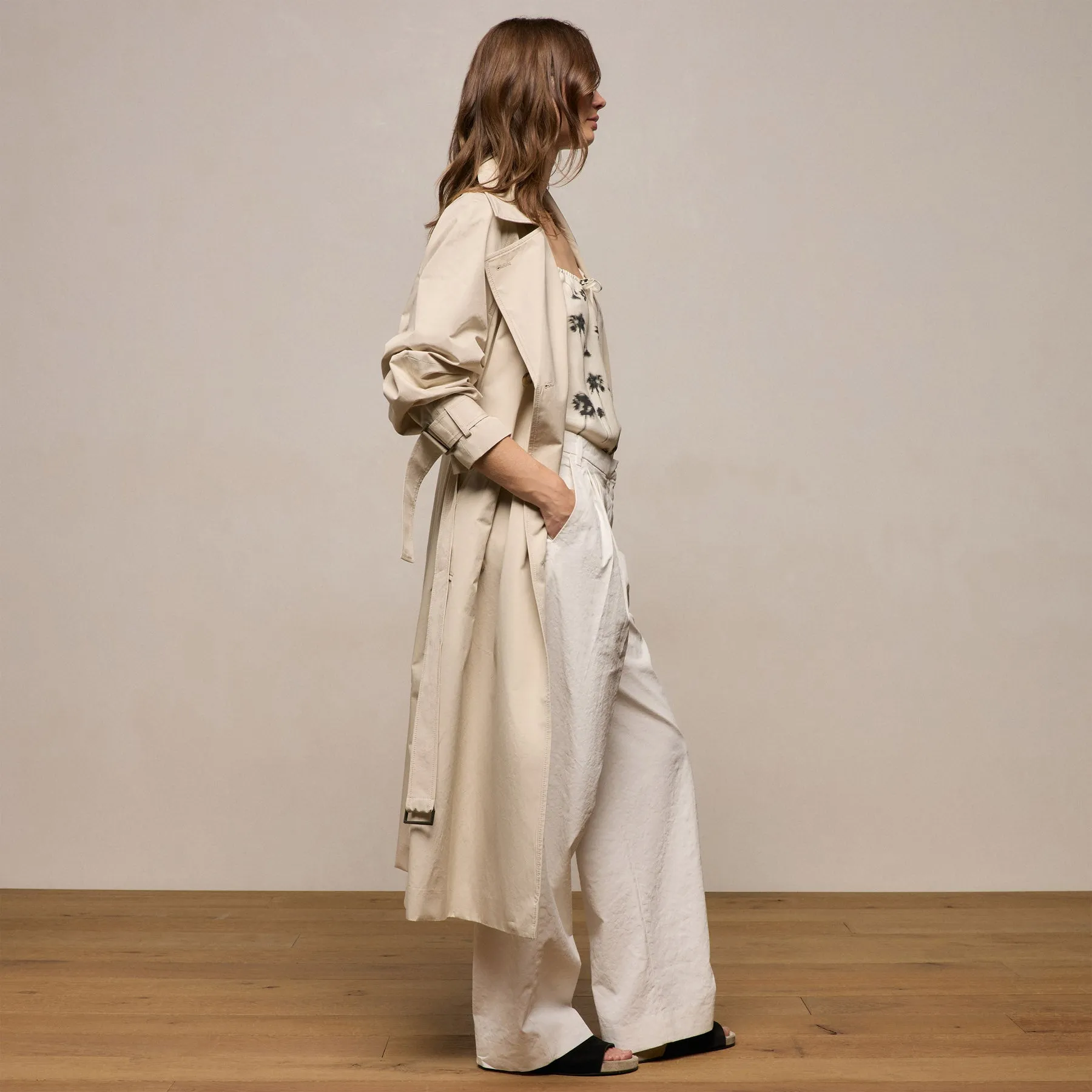 Italian Heavy Poplin Trench Coat - Beige sold by James Perse product image thumbnail 3