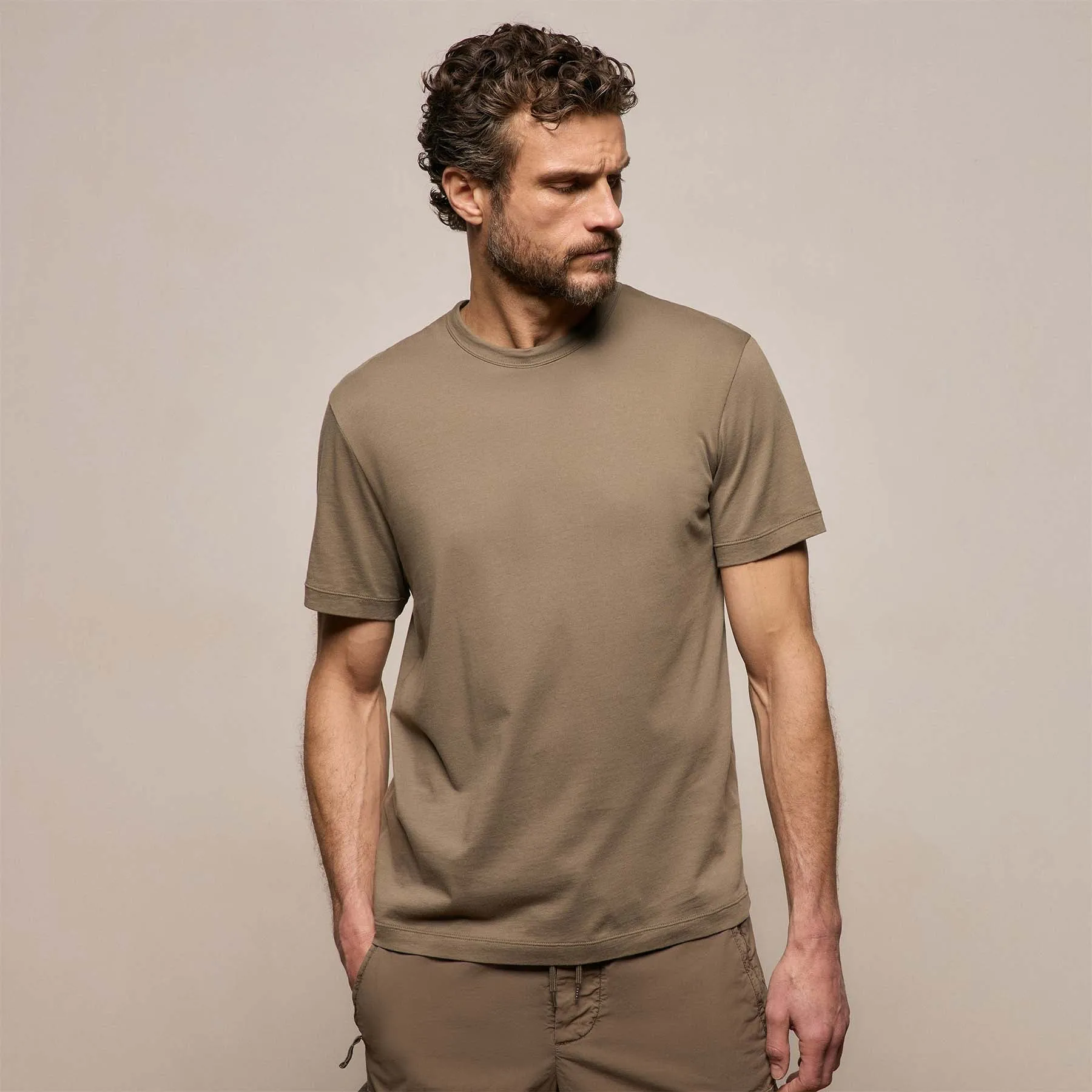 Brushed Lotus Crew - Light Olive sold by James Perse