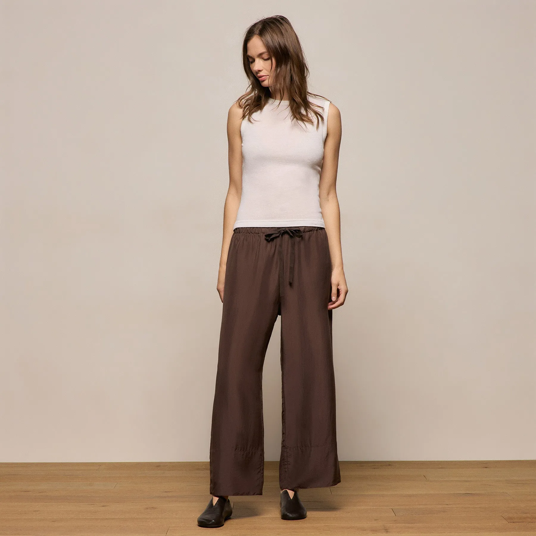 Washed Silk Wide Cuff Pant - Washed Brown sold by James Perse product image thumbnail 5