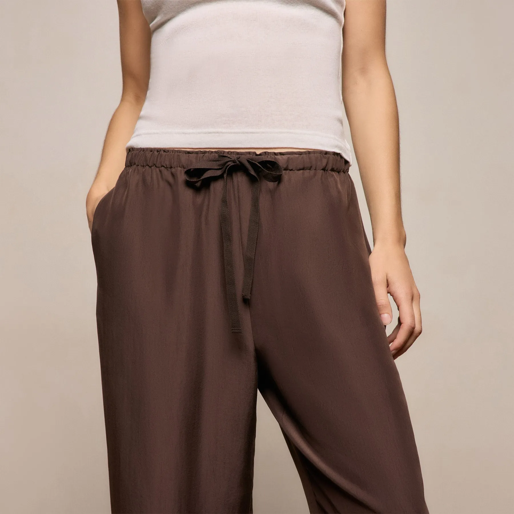 Washed Silk Wide Cuff Pant - Washed Brown sold by James Perse product image thumbnail 2