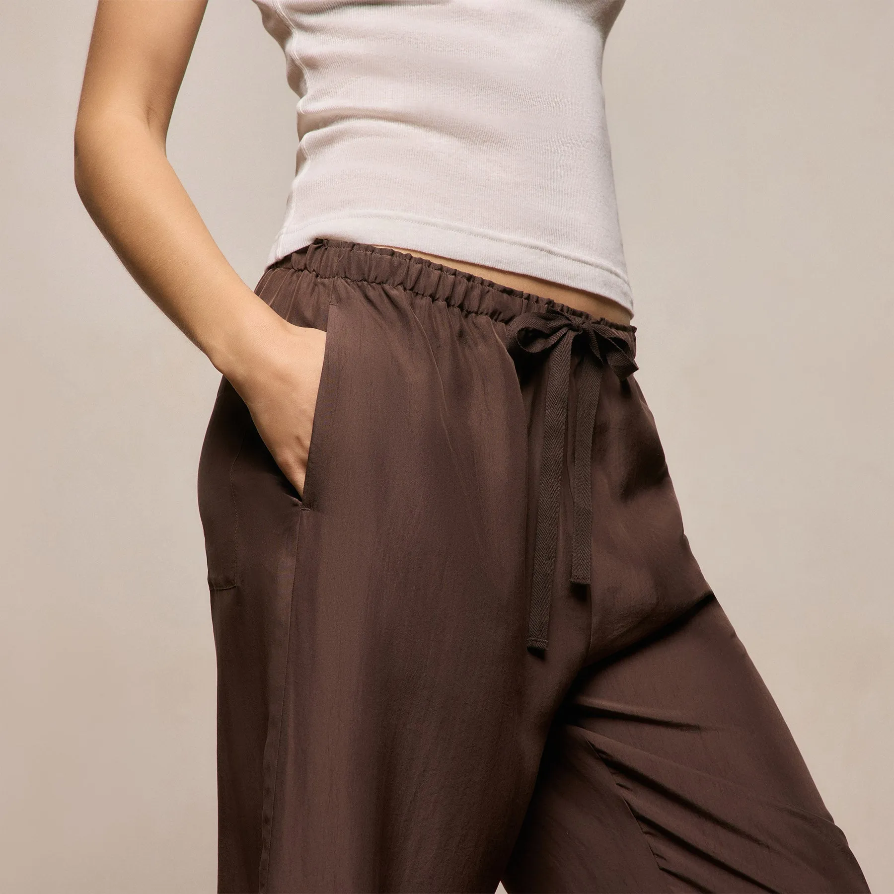 Washed Silk Wide Cuff Pant - Washed Brown sold by James Perse product image thumbnail 3