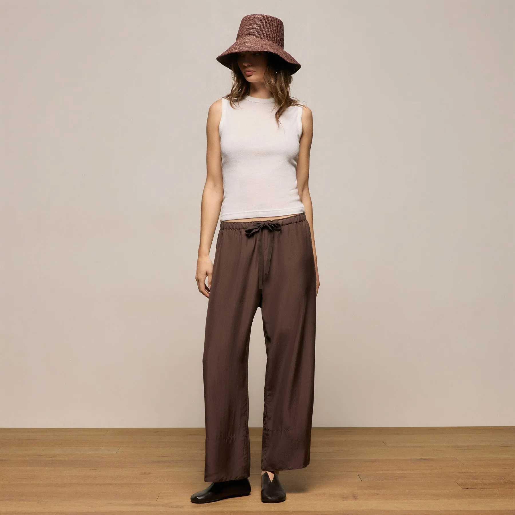 Washed Silk Wide Cuff Pant - Washed Brown sold by James Perse product image thumbnail 4