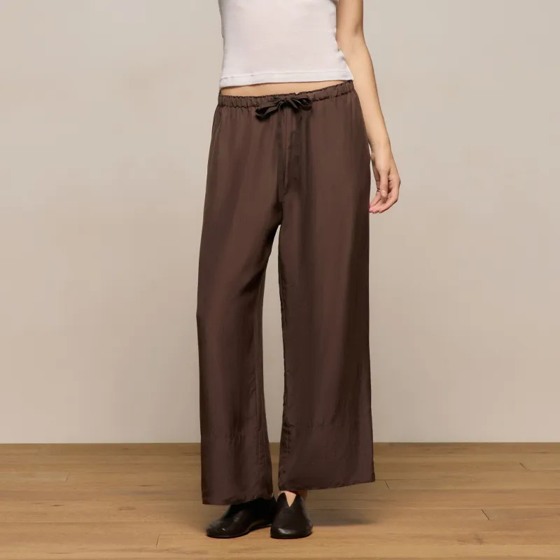Washed Silk Wide Cuff Pant - Washed Brown made by James Perse