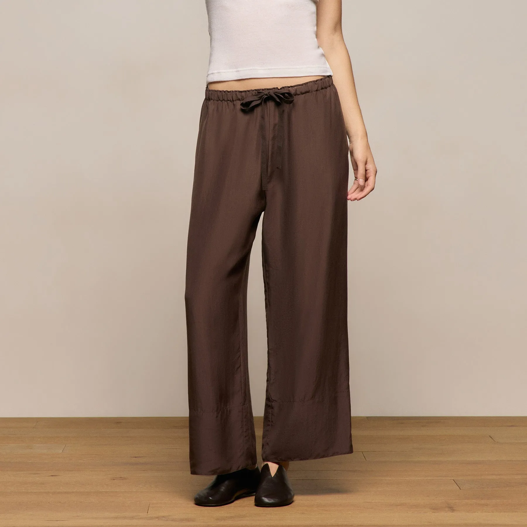 Washed Silk Wide Cuff Pant - Washed Brown sold by James Perse