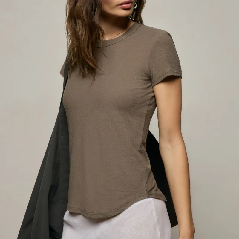 Sheer Slub Crew Neck Tee - Light Olive made by James Perse