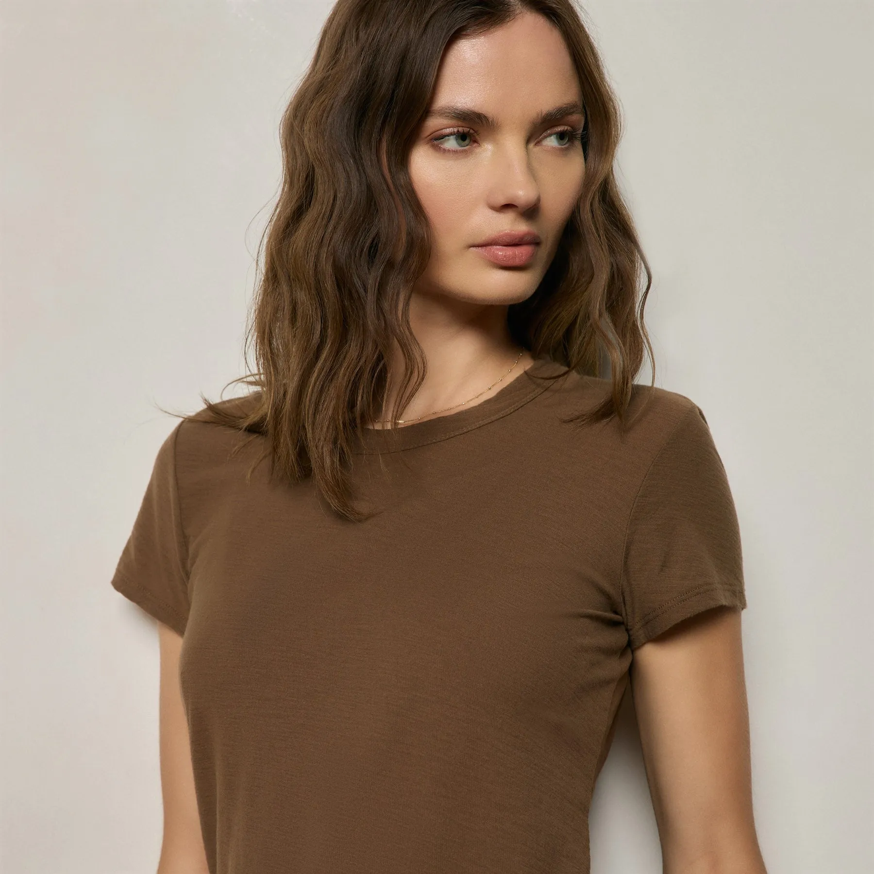 Sheer Slub Crew Neck Tee - Cocoa sold by James Perse product image thumbnail 4
