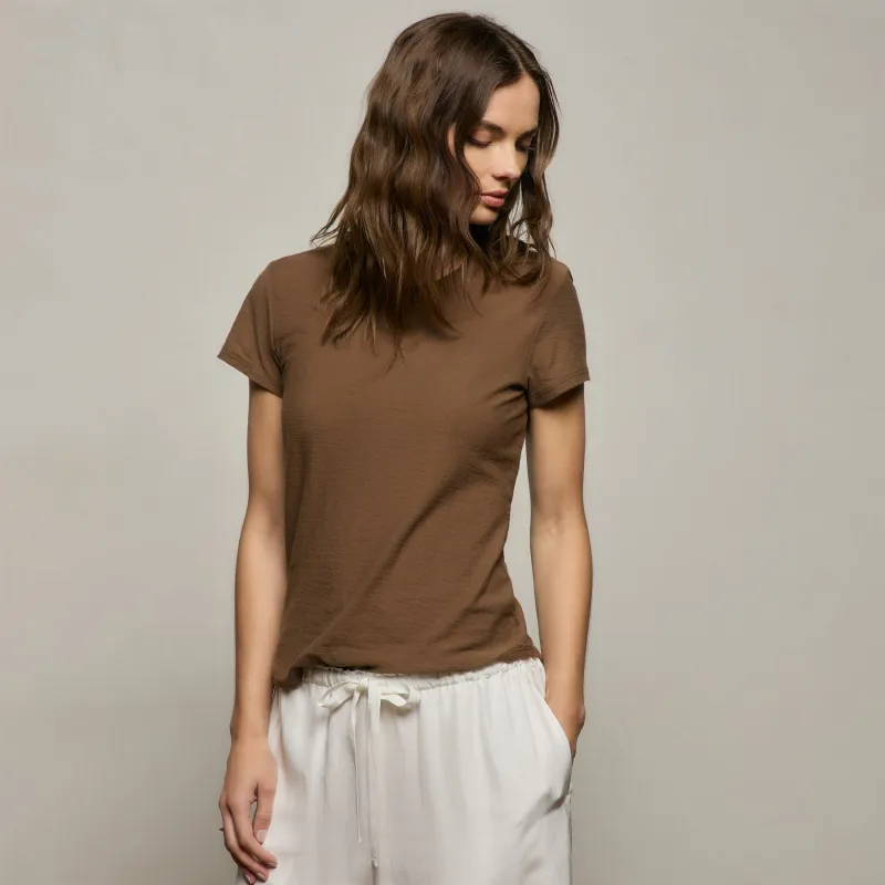 Sheer Slub Crew Neck Tee - Cocoa made by James Perse