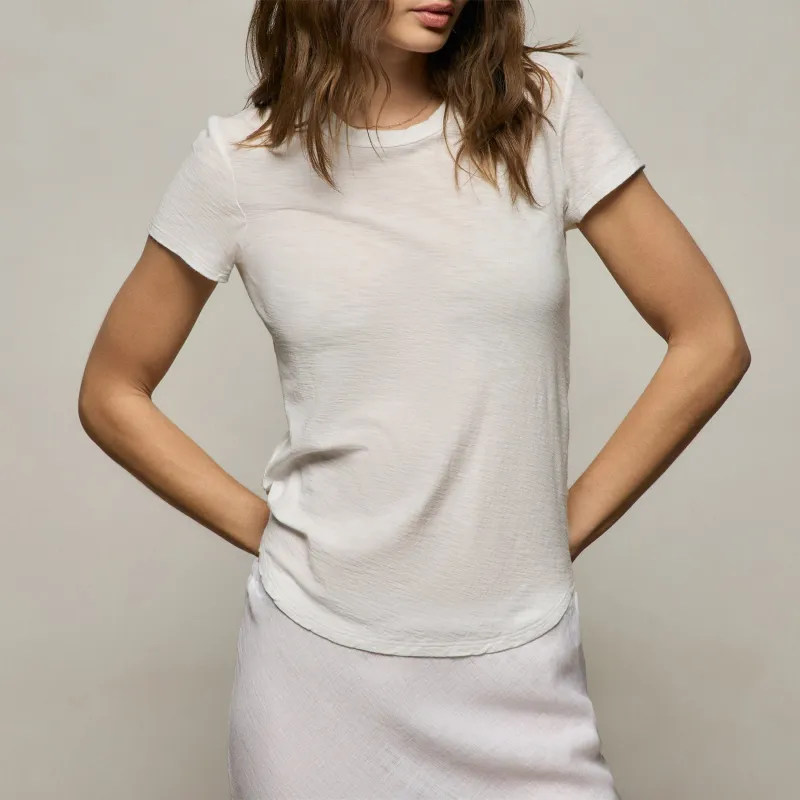 Sheer Slub Crew Neck Tee - Off White made by James Perse
