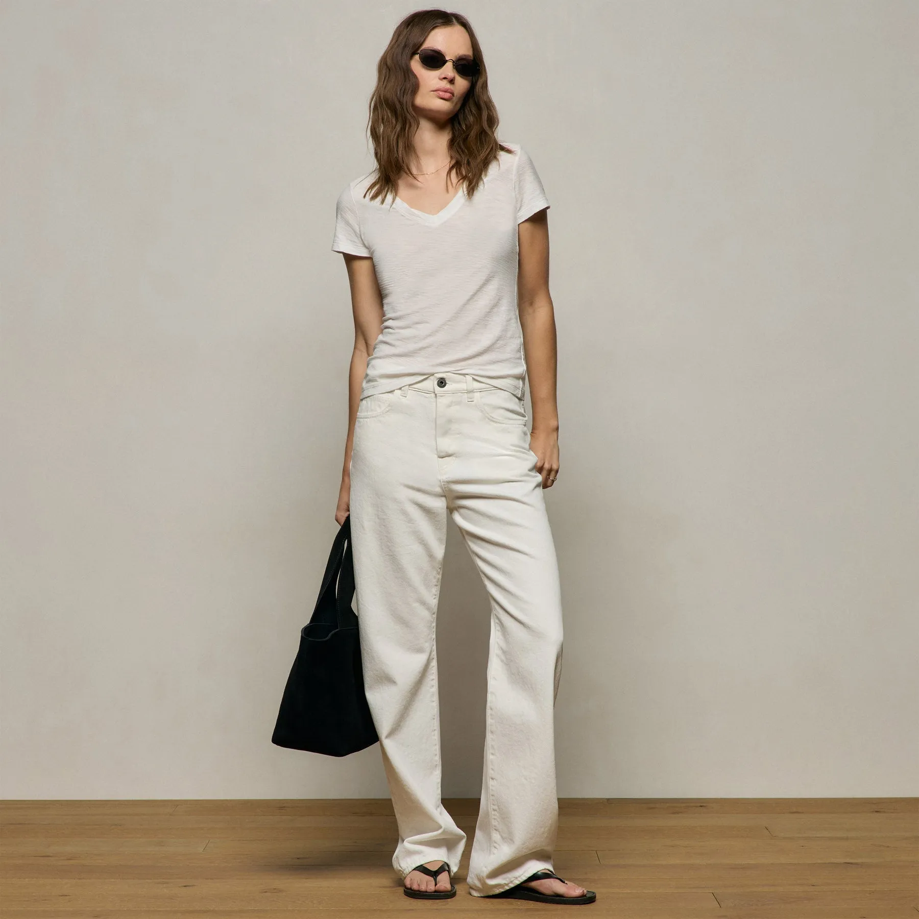 Sheer Slub V Neck - Off White sold by James Perse product image thumbnail 3