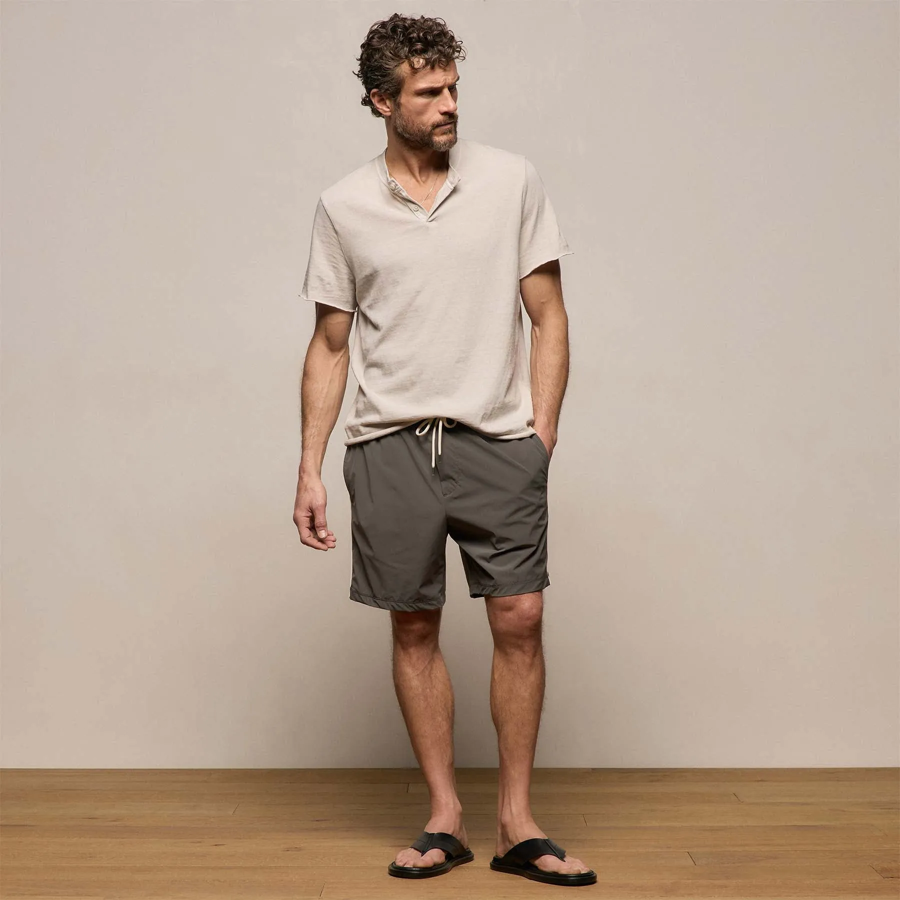 Slub Jersey Short Sleeve Henley - Pearl Pigment sold by James Perse product image thumbnail 3