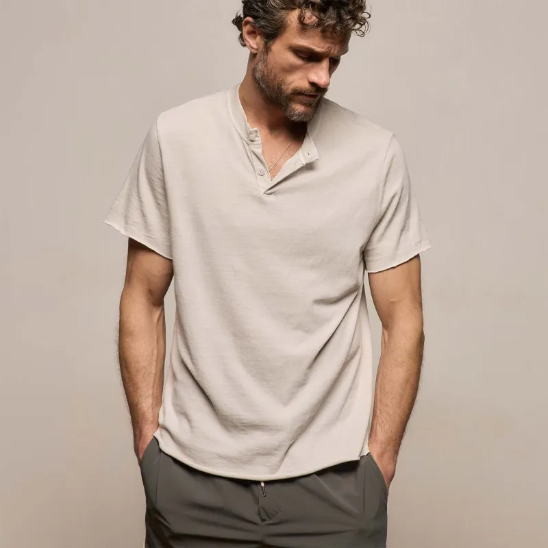 Slub Jersey Short Sleeve Henley - Pearl Pigment made by James Perse