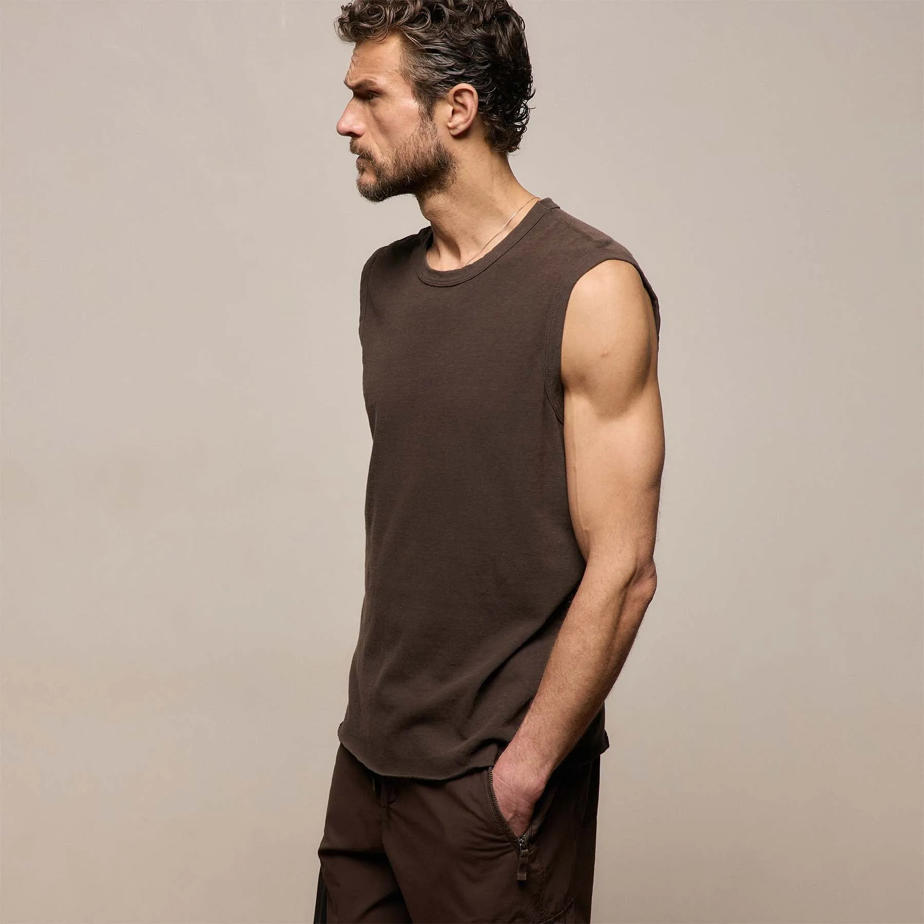 Slub Jersey Tank - Bark Pigment sold by James Perse product image thumbnail 5