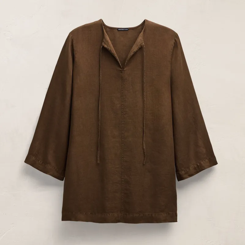 Lightweight Linen Tunic Dress - Cocoa Pigment made by James Perse