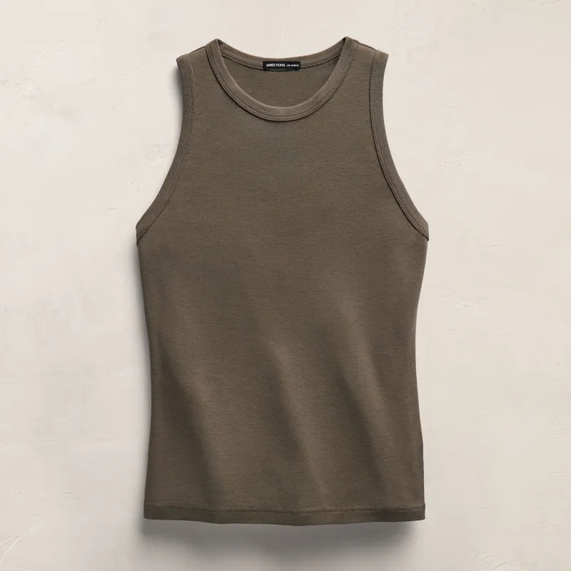 Compact Cotton High Neck Tank - Army Green made by James Perse