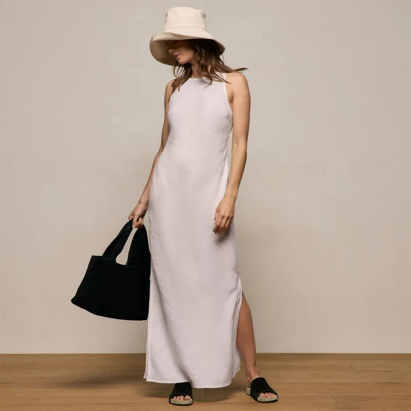 Linen Halter Maxi Dress - White made by James Perse