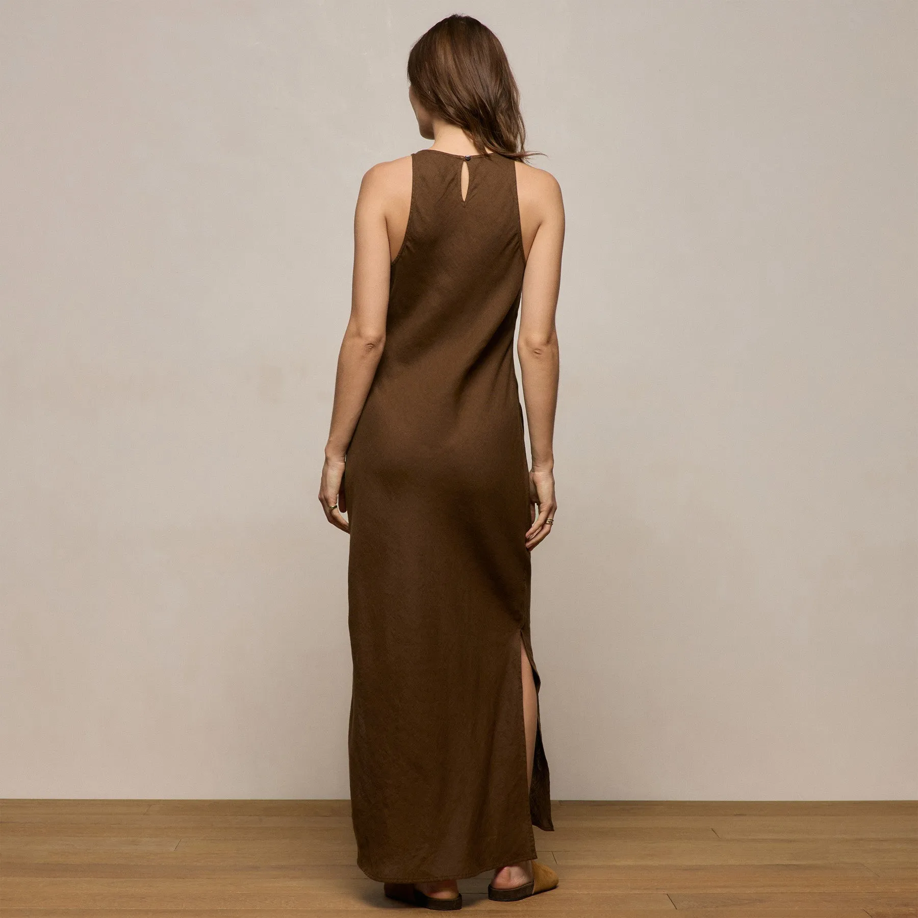 Linen Halter Maxi Dress - Cocoa sold by James Perse product image thumbnail 4