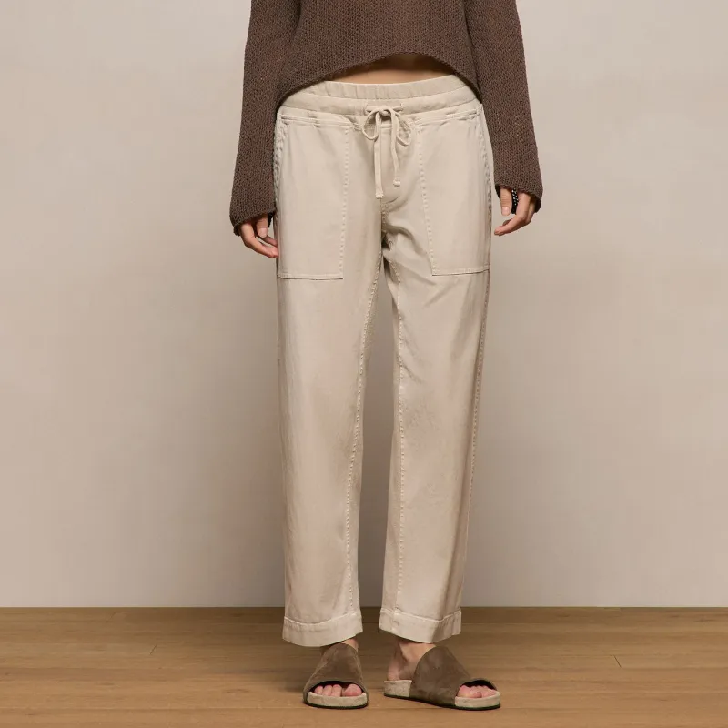 Mixed Media Straight Pant - Talc made by James Perse