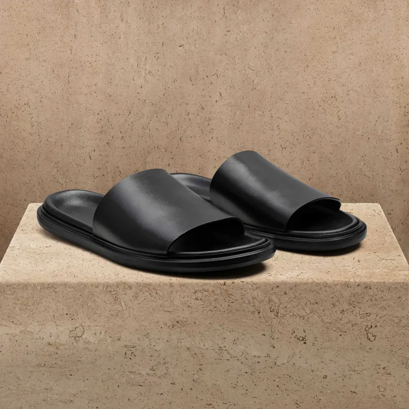 Men's Leather Slide - Black made by James Perse