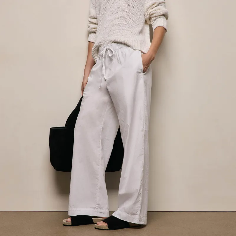 Stretch Poplin Drawcord Pant - White made by James Perse