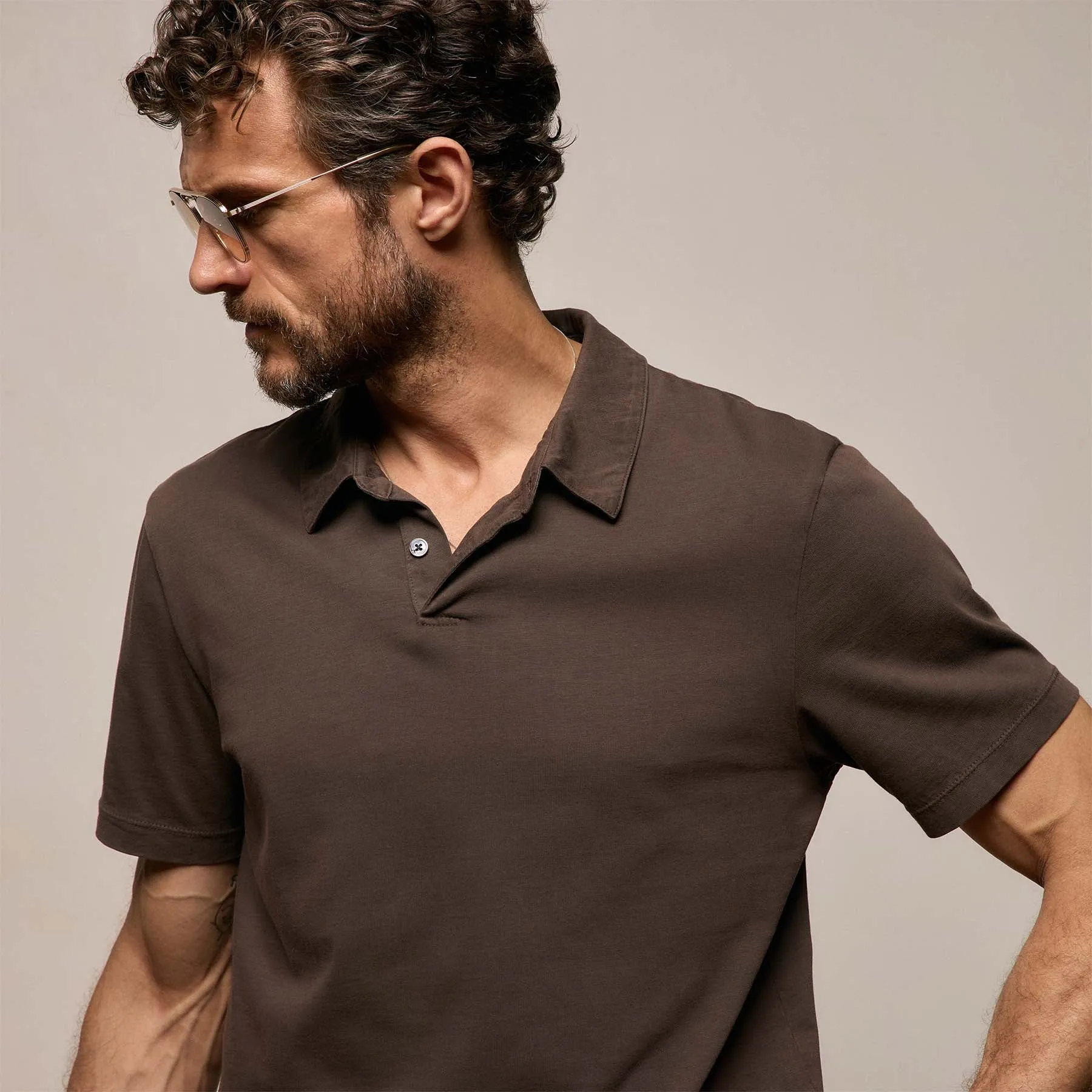 Sueded Jersey Polo - Bark Pigment sold by James Perse product image thumbnail 4
