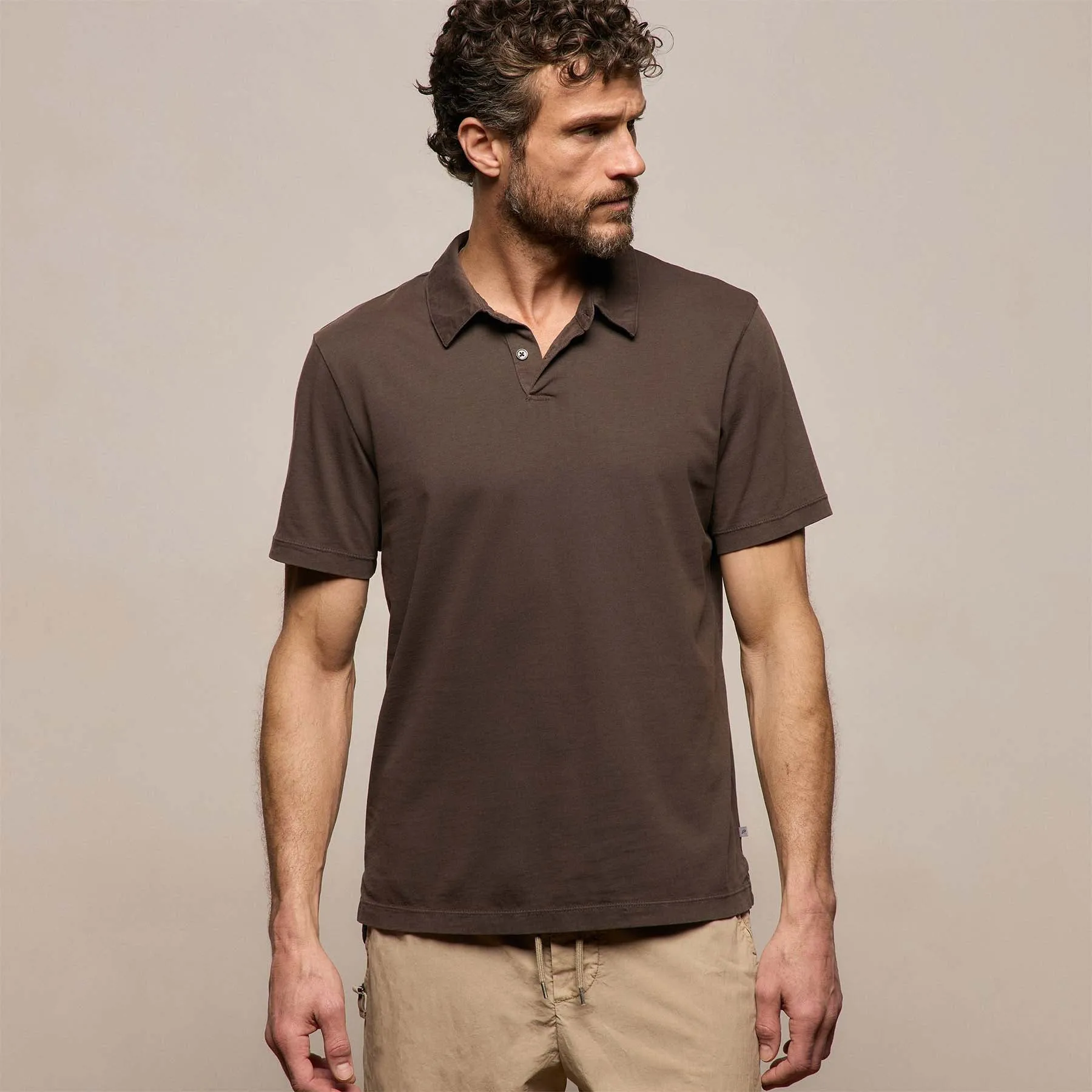 Sueded Jersey Polo - Bark Pigment sold by James Perse product image thumbnail 5