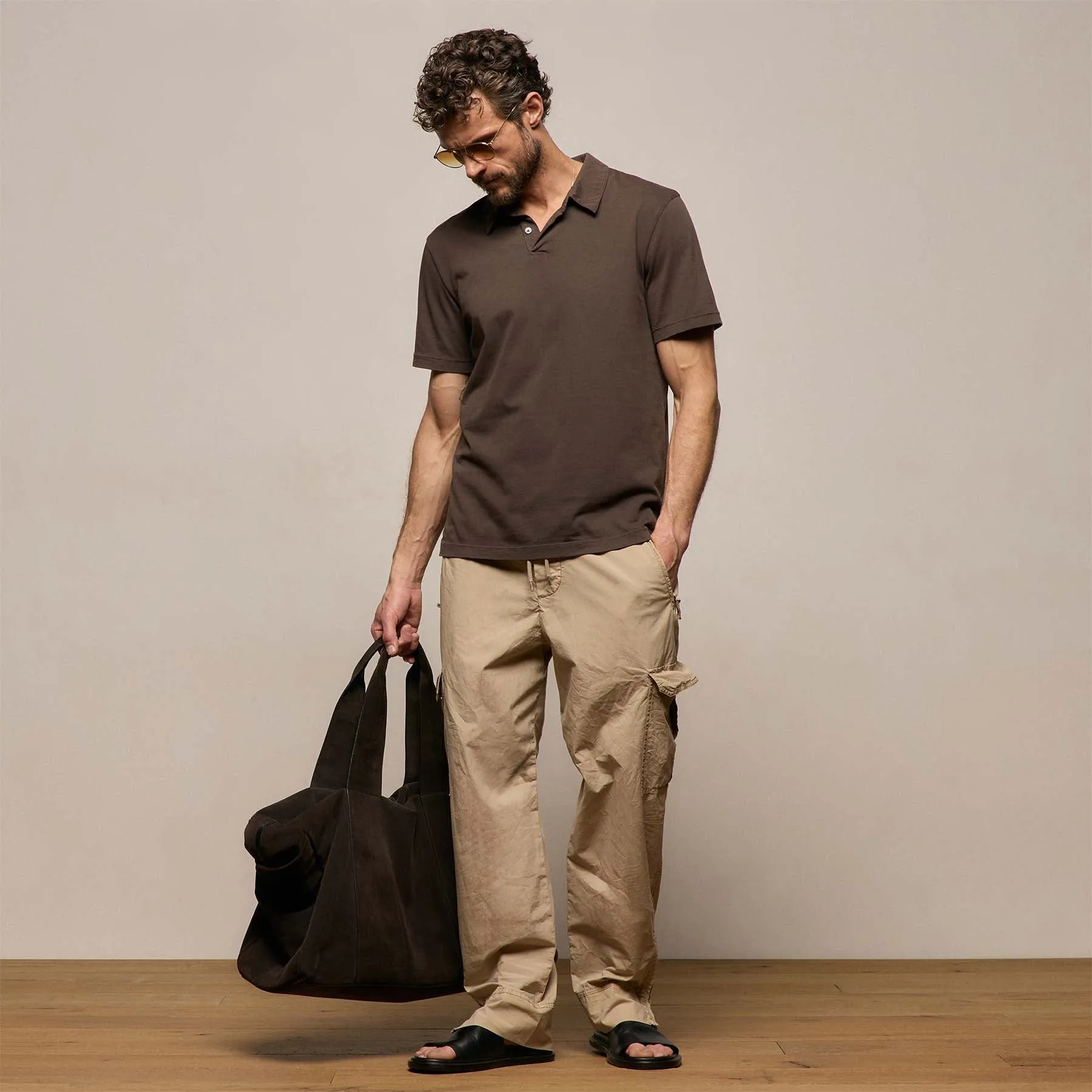Sueded Jersey Polo - Bark Pigment sold by James Perse product image thumbnail 3