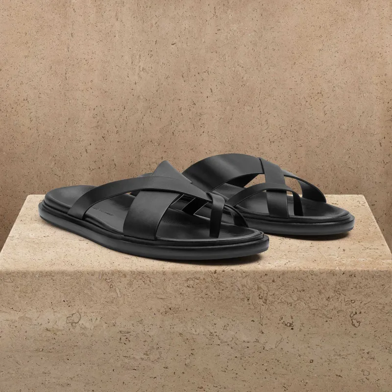 Men's Calf Leather Sandal - Black made by James Perse