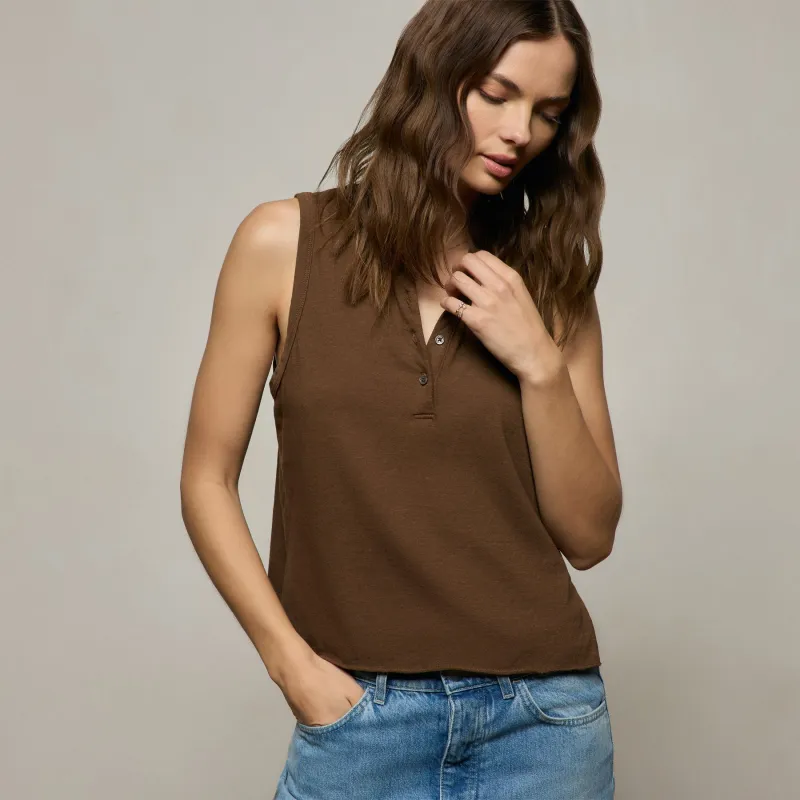 Slub Jersey Henley Tank - Cocoa made by James Perse