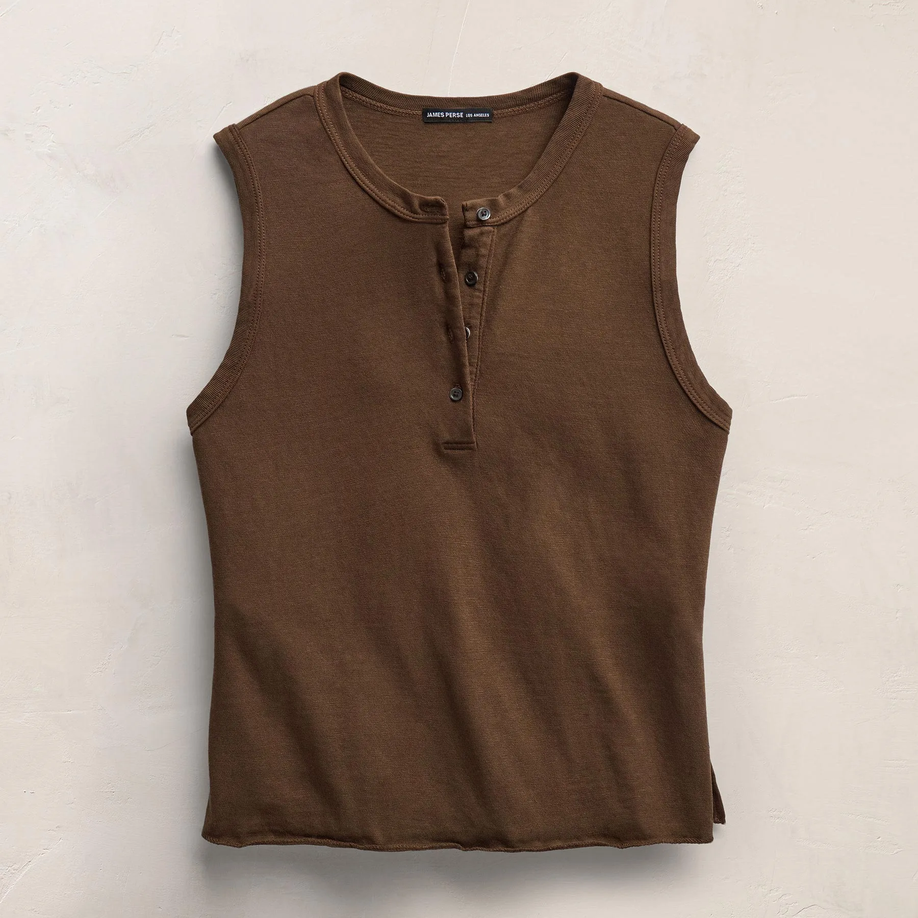 Slub Jersey Henley Tank - Cocoa sold by James Perse product image thumbnail 2