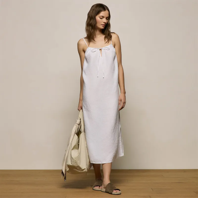 Lightweight Linen Strappy Cami Dress - White made by James Perse