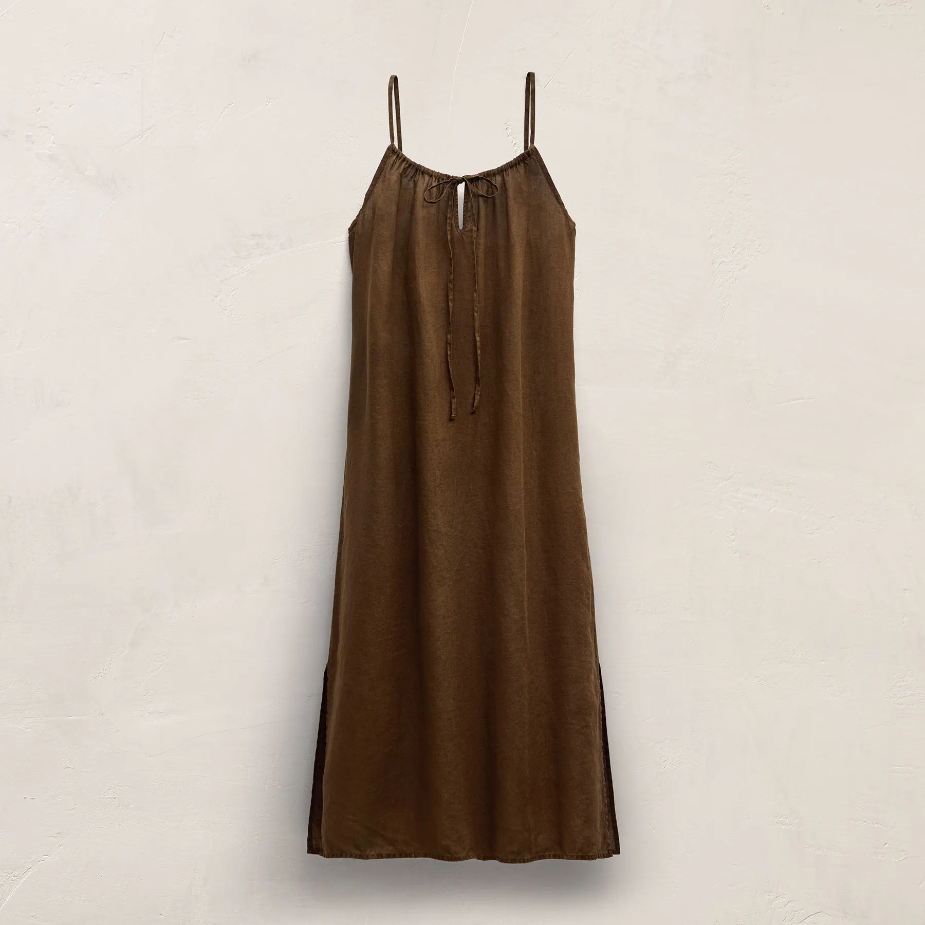 Lightweight Linen Strappy Cami Dress - Cocoa Pigment sold by James Perse