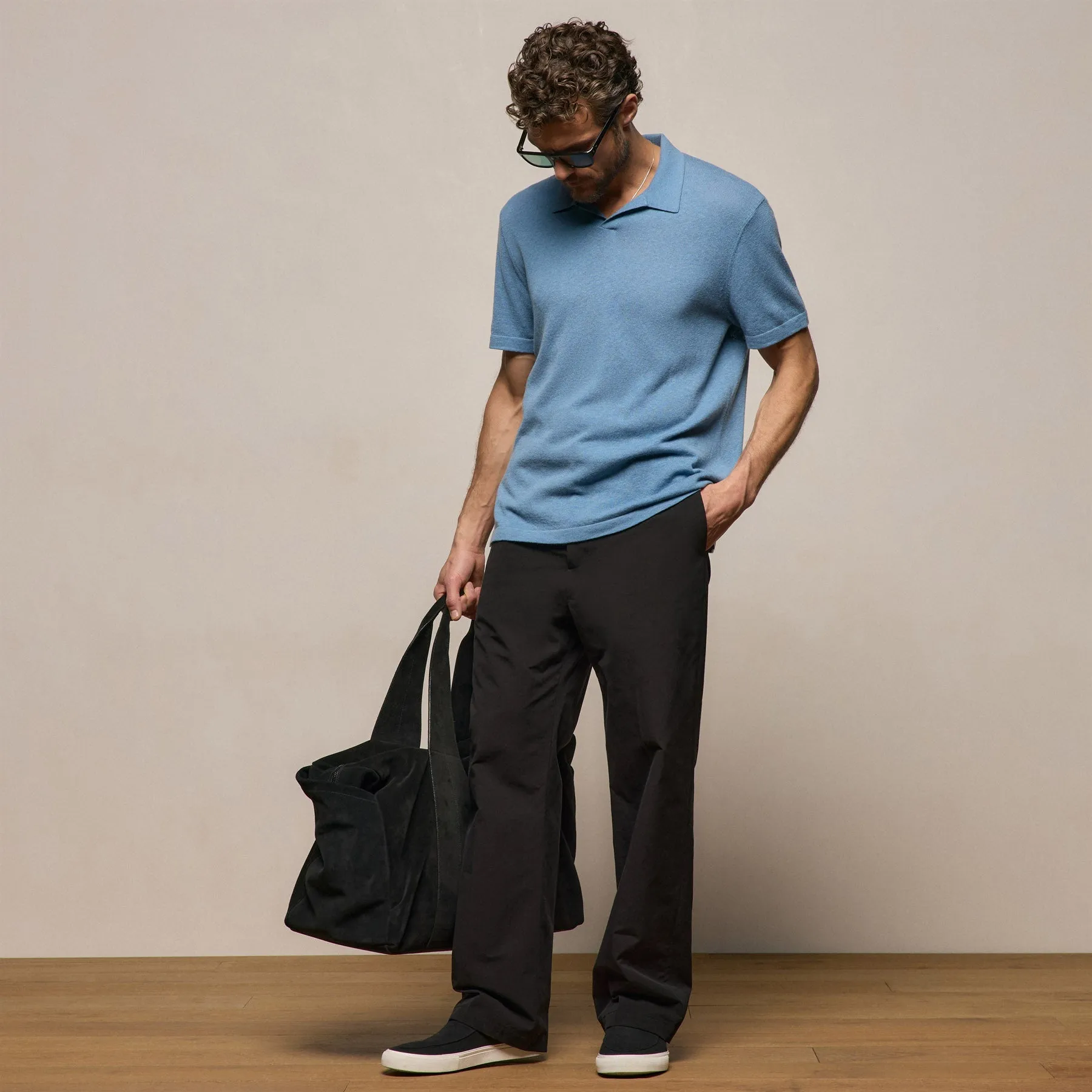 Italian Heavy Poplin Clean Front Trouser - Black sold by James Perse product image thumbnail 3