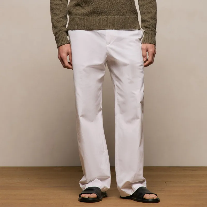 Italian Heavy Poplin Clean Front Trouser - White made by James Perse