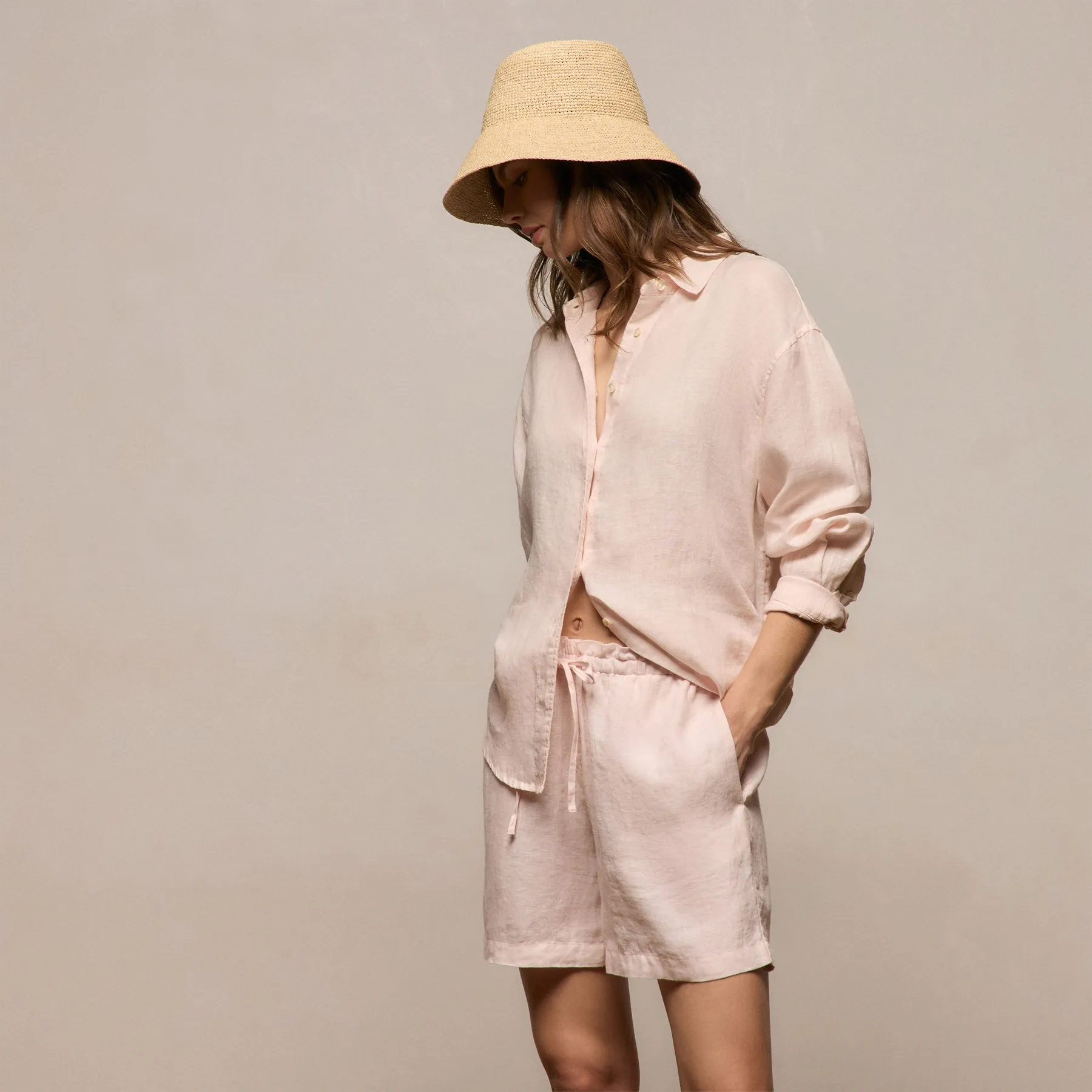 Linen Oversized Shirt - Light Rose Quartz sold by James Perse product image thumbnail 5