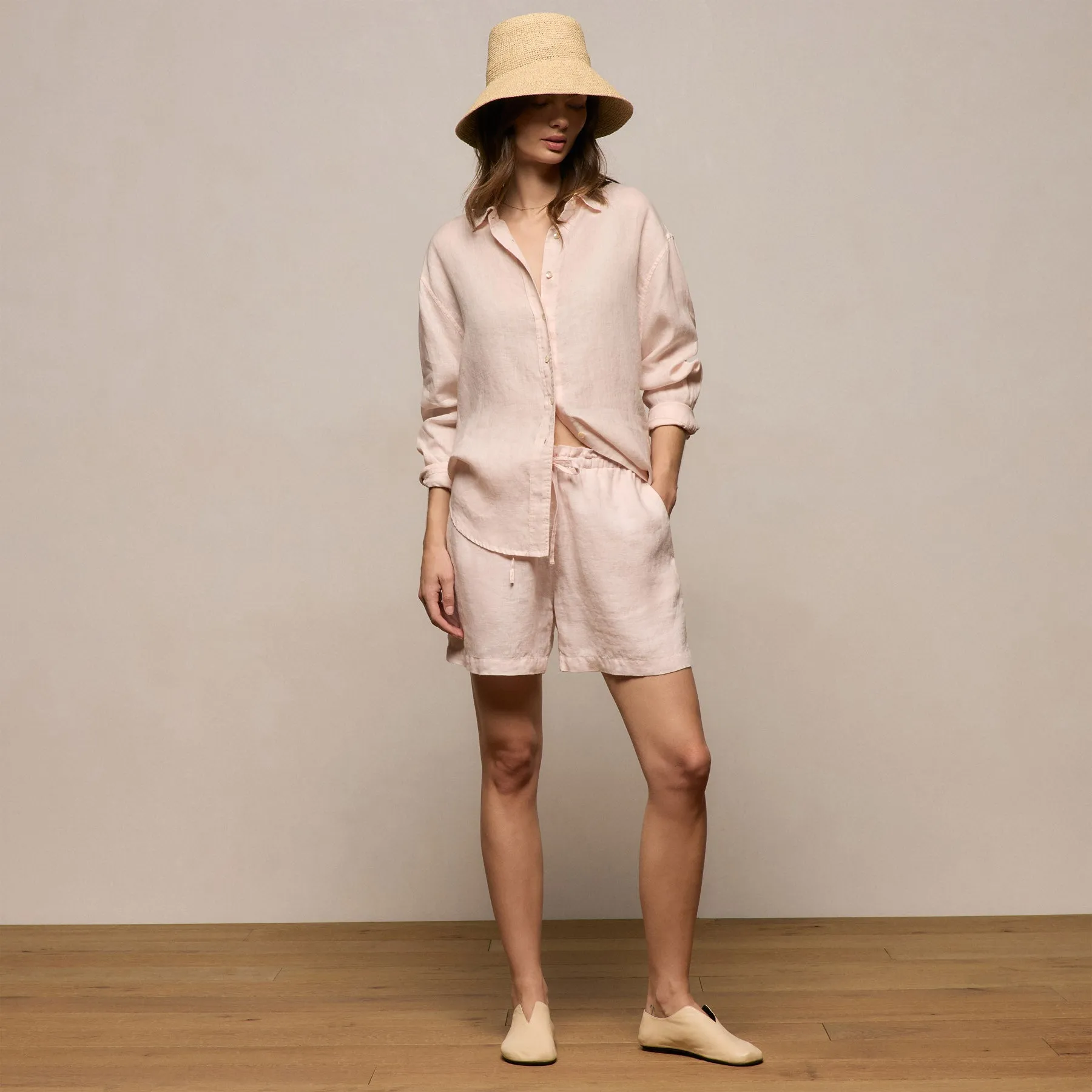 Linen Oversized Shirt - Light Rose Quartz sold by James Perse product image thumbnail 3