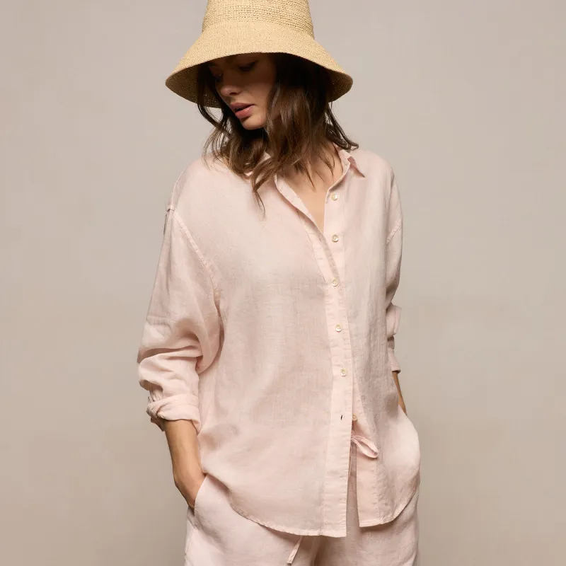 Linen Oversized Shirt - Light Rose Quartz made by James Perse