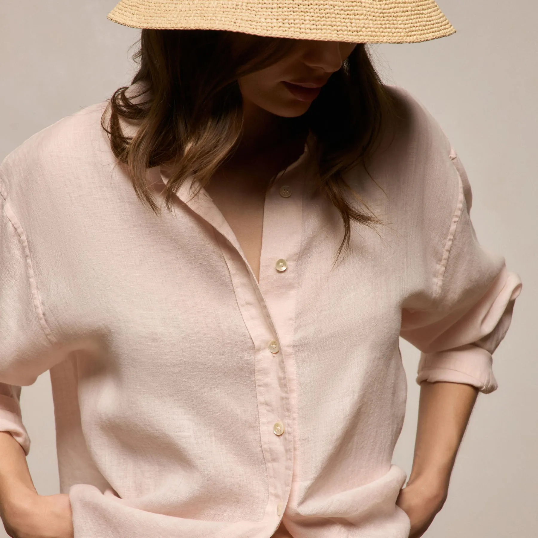 Linen Oversized Shirt - Light Rose Quartz sold by James Perse product image thumbnail 4