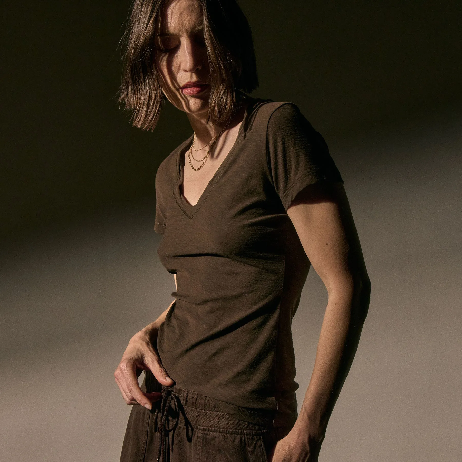Sheer Slub V Neck - Porcupine sold by James Perse product image thumbnail 2