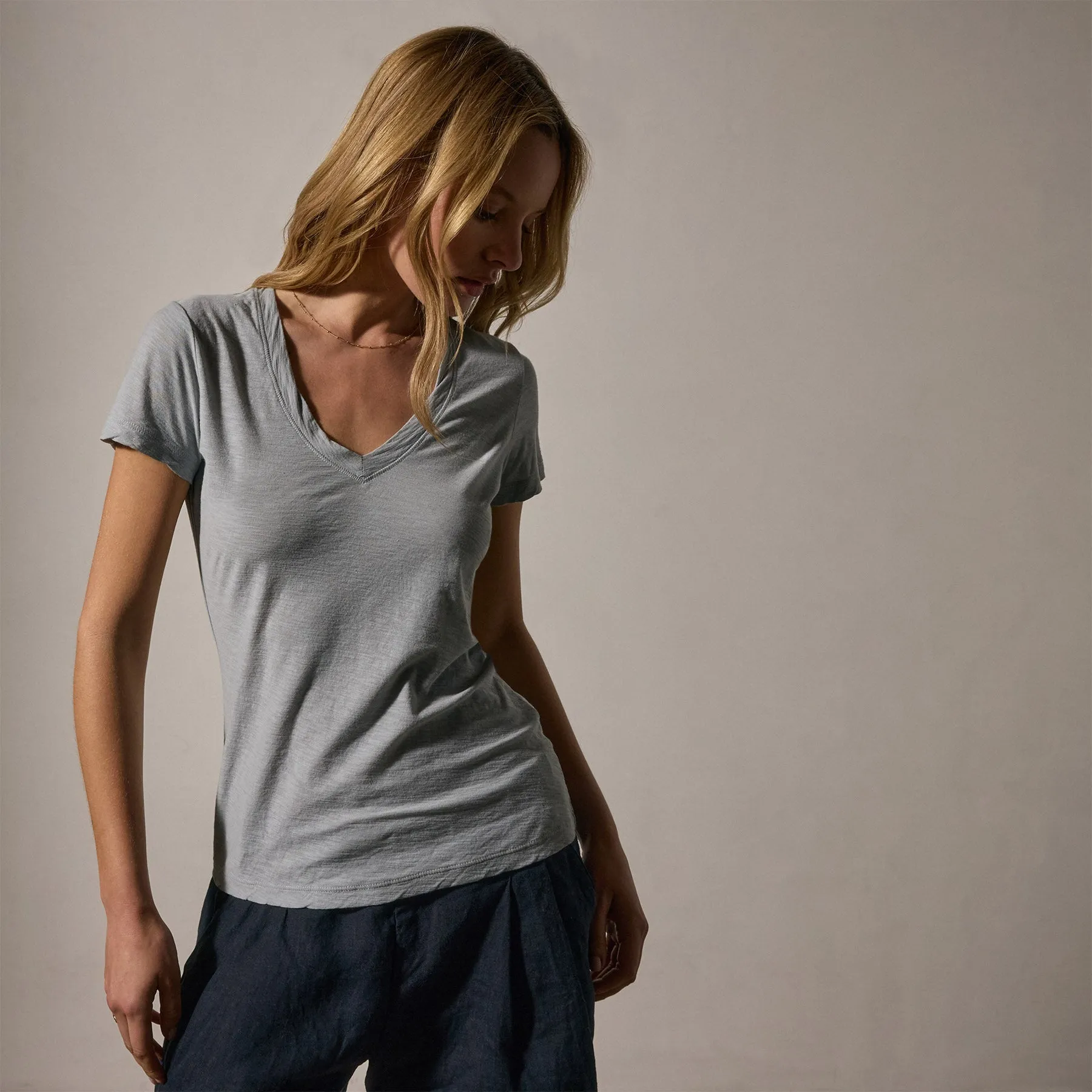 Sheer Slub V Neck - Grey Sky sold by James Perse product image thumbnail 2