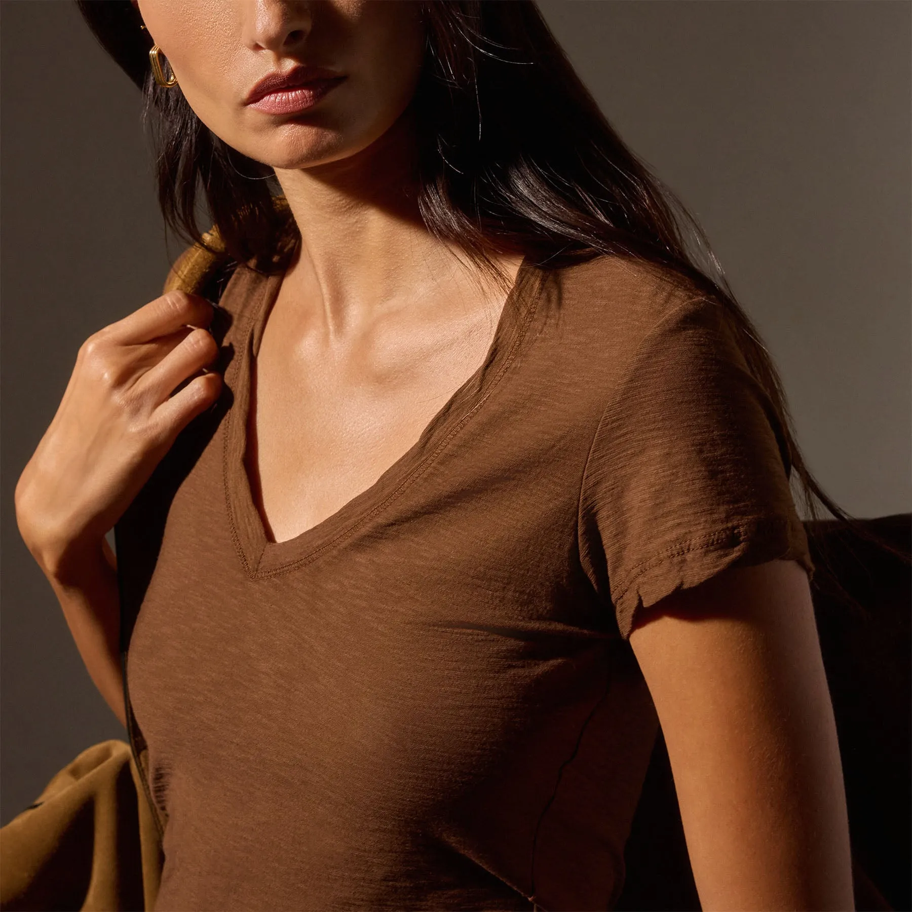 Sheer Slub V Neck - Light Roast sold by James Perse product image thumbnail 2