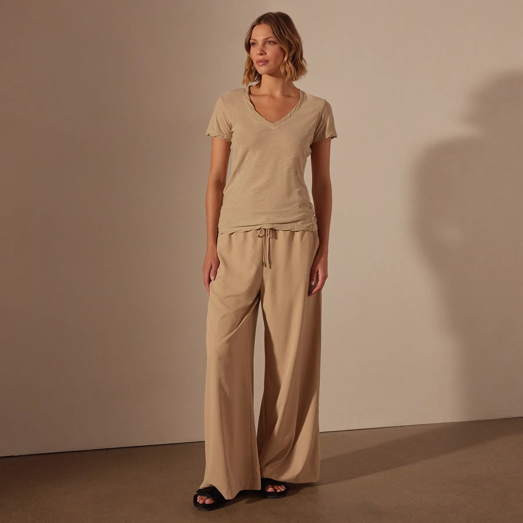 Sheer Slub V Neck - Sand Dune sold by James Perse product image thumbnail 3