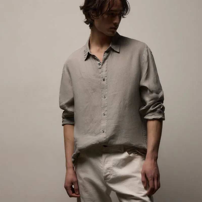 Lightweight Linen Shirt - Fog Pigment made by James Perse