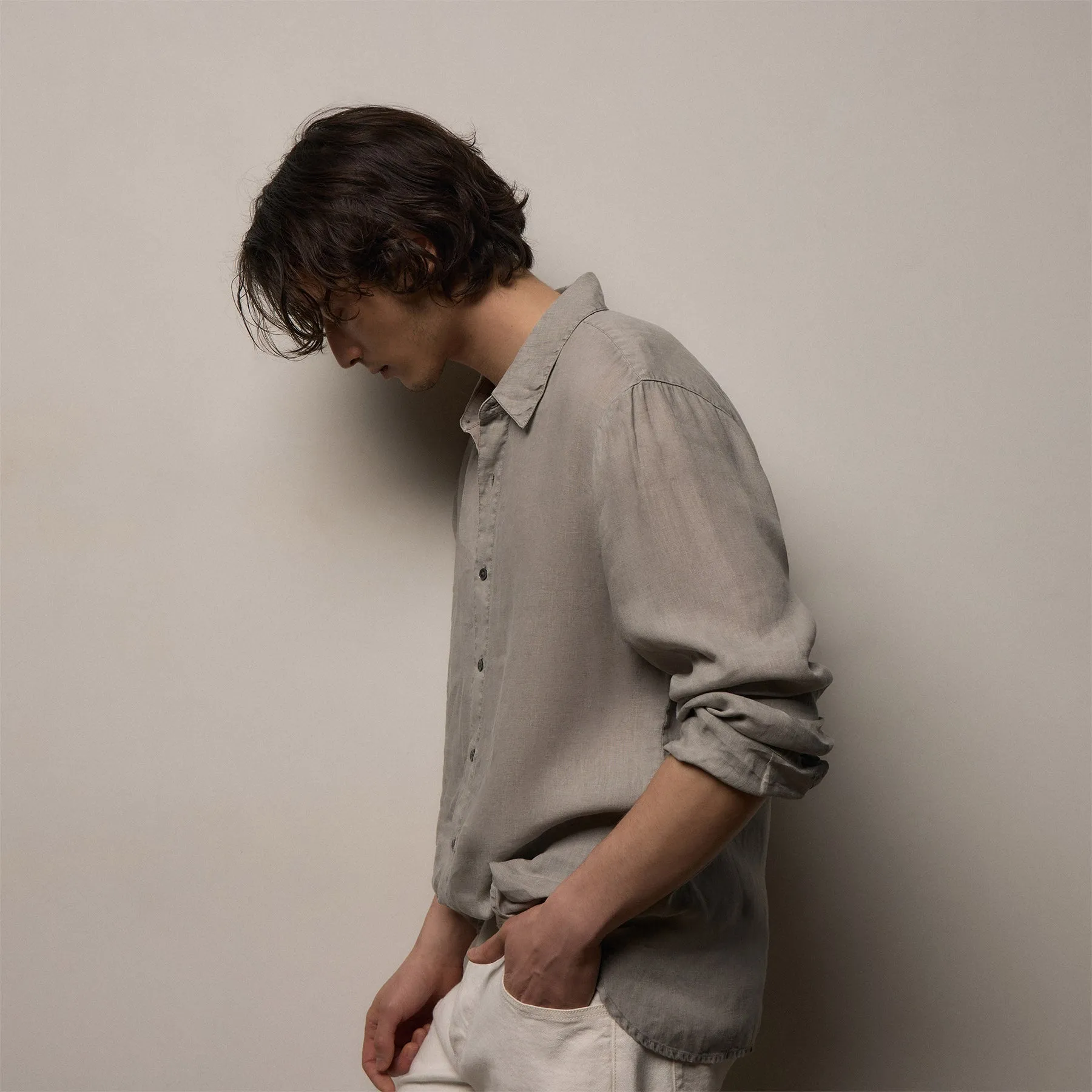 Lightweight Linen Shirt - Fog Pigment sold by James Perse product image thumbnail 5